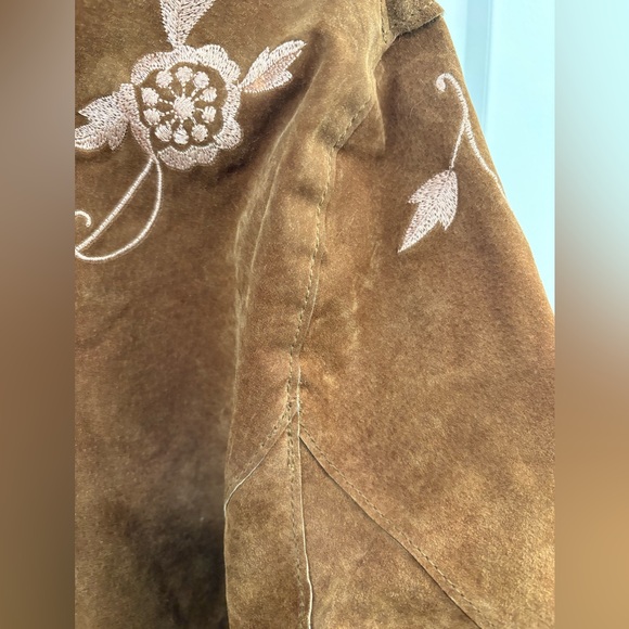 Vintage Y2K Leather Faux Fur Embroidered Together Penny Lane Coat Tag Size 14 - Picture 14 of 16